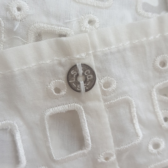 Levis Sample Eyelet Blocked White Halter Boho Festival Top - Picture 5 of 6